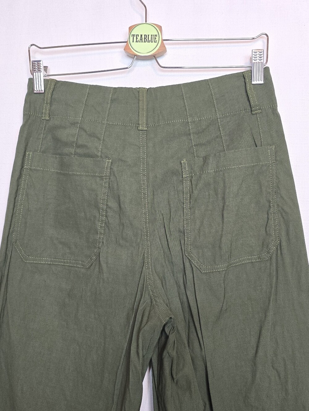 Maeve The Colette Wide-Leg Pants – Olive Green Magic Fabric Crop Size 29 Holly - Picture 9 of 13